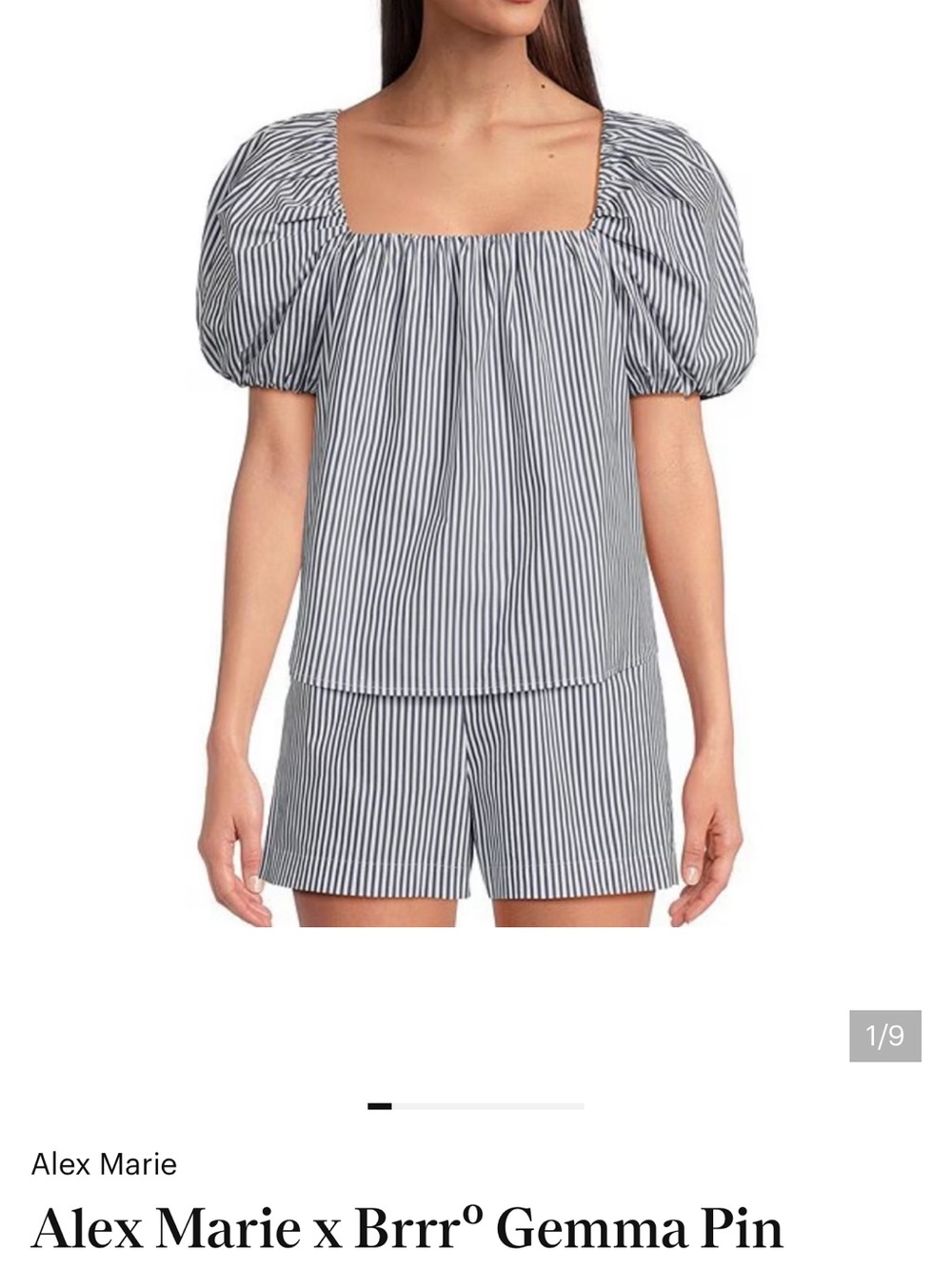 Alex Marie Pinstripe Puff Sleeve Top 2 ways to Wear off and on Shoulder
